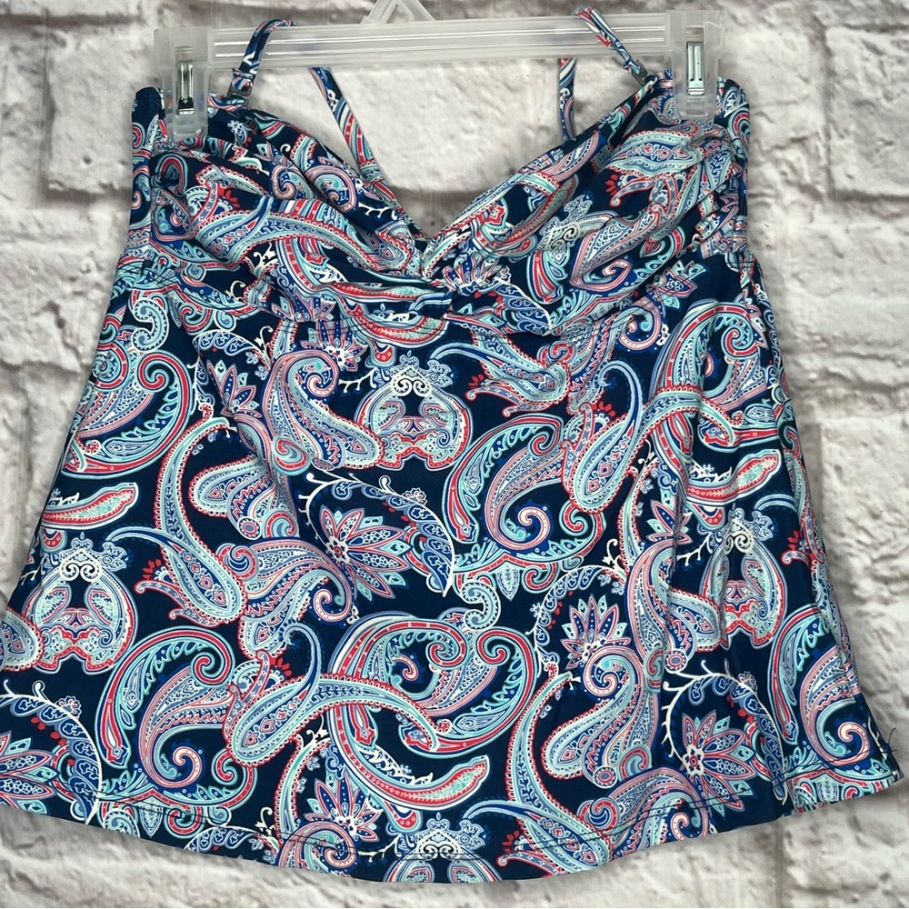 Converse Halter Paisley Blue Swim Top Women's Size Large - Picture 1 of 2